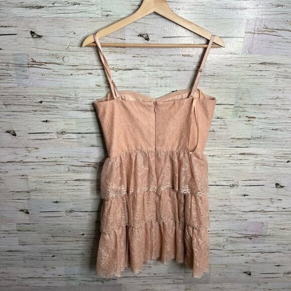BCBGMaxAzria Lilah Tiered-Lace Strapless Dress bare pink size 8 - Picture 8 of 9